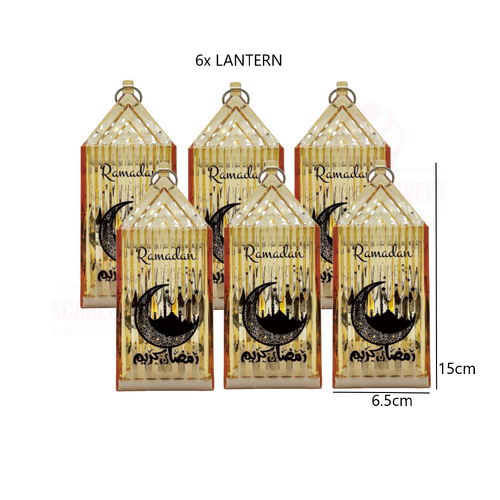 6PC RAM Mini LED Gold Acrylic Lantern 15cm