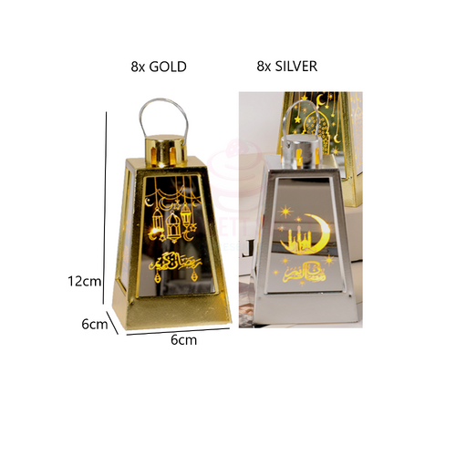 12PC RAM Mini LED GOLD/SILV Tapered Lantern 12cm